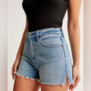 Abercrombie & Fitch Curve Love Distressed Mom Jean Shorts